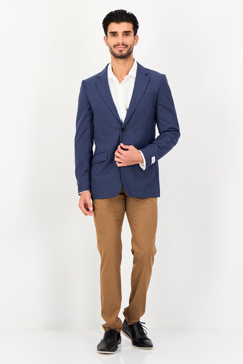 SELECTED Men Regular Fit Solid Formal Blazer, Slate Blue - Image 2