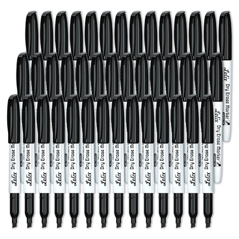 Lelix 42 Pack Black Dry Erase Markers Chisel Tip Bulk Whiteboard Markers for School Office Supplies Perfect for Writing on White Board MirrorCalender
