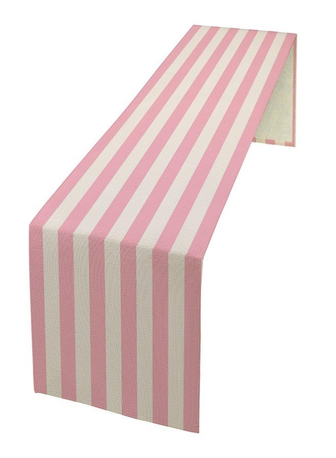 KANEPE Stripe Table Runner Vertical Pink White Stripe Pattern for Indoor Outdoor Party Dinner Festival Farmhouse Holiday Dining Room Home Kitchen Restaurant, 13x72in - Image 2