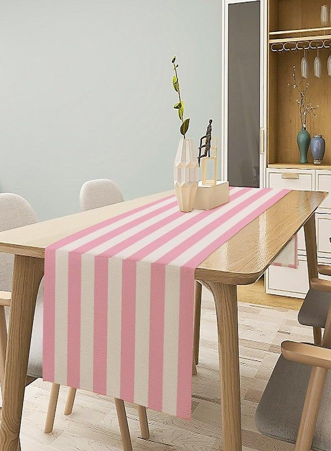 KANEPE Stripe Table Runner Vertical Pink White Stripe Pattern for Indoor Outdoor Party Dinner Festival Farmhouse Holiday Dining Room Home Kitchen Restaurant, 13x72in - Image 4