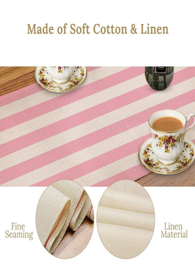 KANEPE Stripe Table Runner Vertical Pink White Stripe Pattern for Indoor Outdoor Party Dinner Festival Farmhouse Holiday Dining Room Home Kitchen Restaurant, 13x72in - Image 5