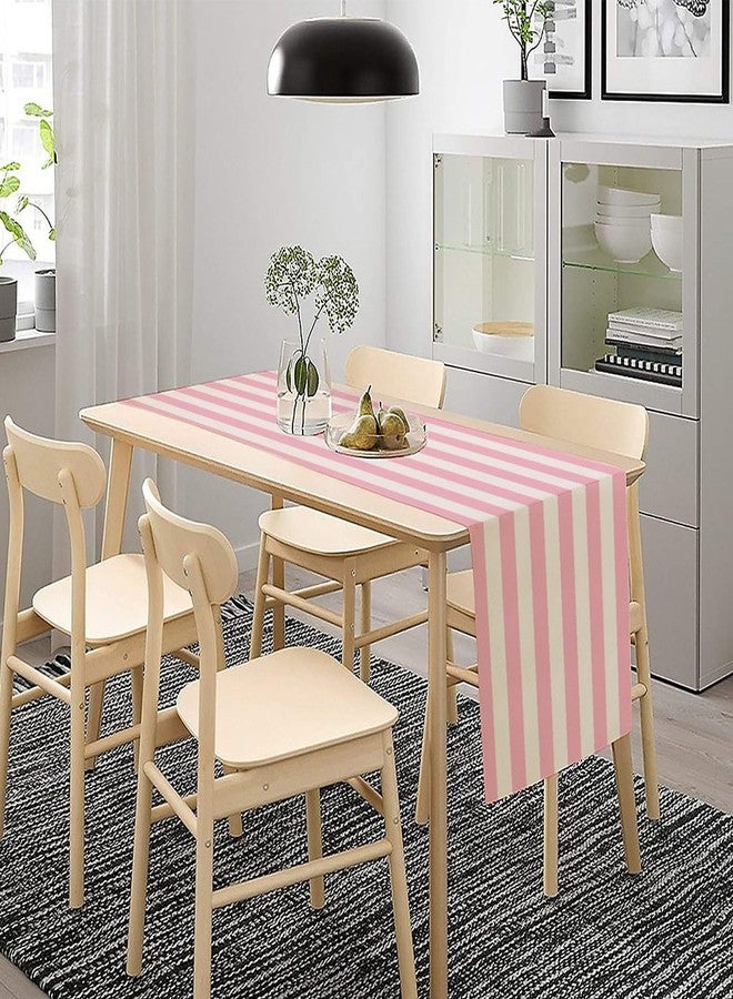 KANEPE Stripe Table Runner Vertical Pink White Stripe Pattern for Indoor Outdoor Party Dinner Festival Farmhouse Holiday Dining Room Home Kitchen Restaurant, 13x72in - Image 3