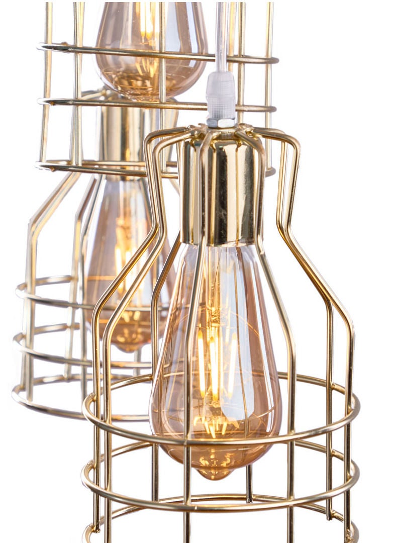 نجفة شوب دلايه سقف مودرن ثلاثيه لون ذهبي من نجفه شوب 50*50*50 - Image 2