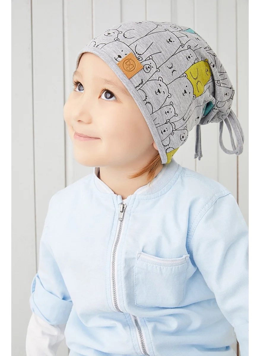 Babygiz Boy Gray Yarn 4 Season Hat Beanie Buff Soft Combed Cotton