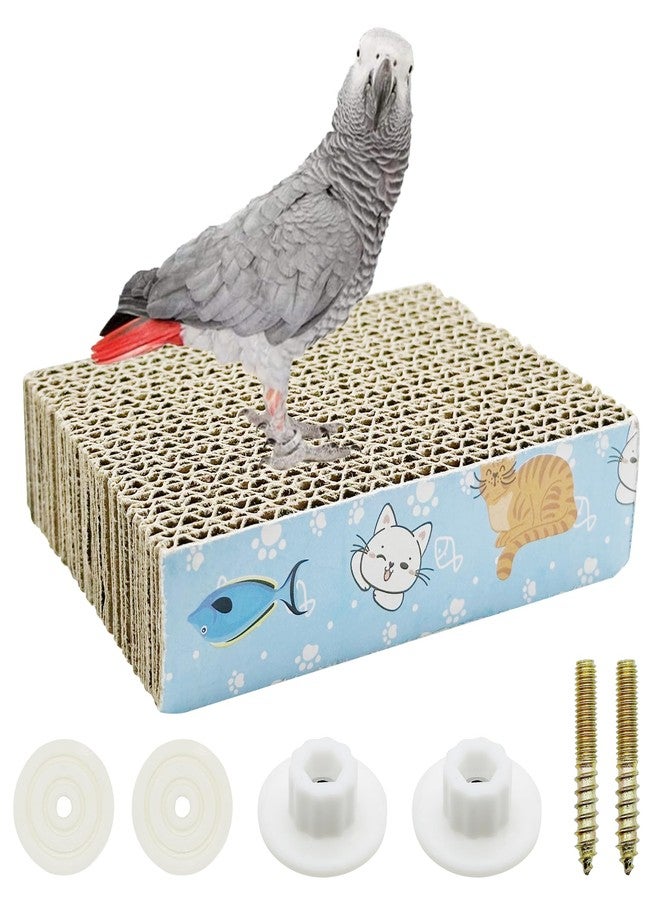 Allazone Bird Perch Stand, Parrot Toys Parrot Chew Toys, Parrot Cardboard Bird Chew Toys Shredder Foraging Toys for Parakeet Parrot, Cockatiel, Conure, Lovebirds, S - Image 1