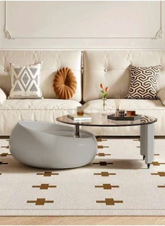 Modern Luxury Design Round Nordic Style Coffee and Side Table Set Cafe Table Sofa Side Table End Table Snack Table for Living Room Bedroom Office 128x37cm(fully Assembled)