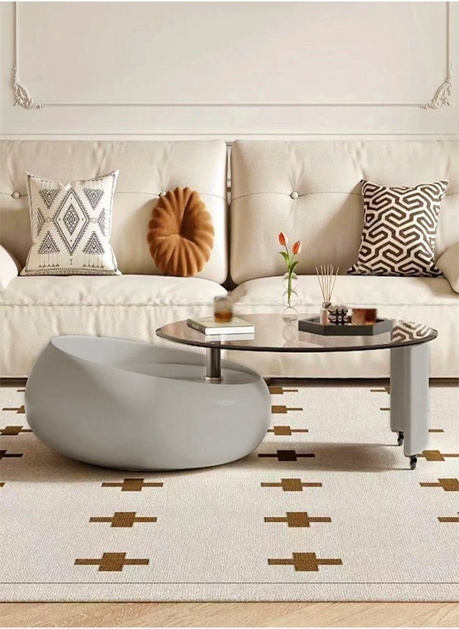 fashionhome - Modern Luxury Design Round Nordic Style Coffee and Side Table Set Cafe Table Sofa Side Table End Table Snack Table for Living Room Bedroom Office 128x37cm(fully Assembled) - Image 1
