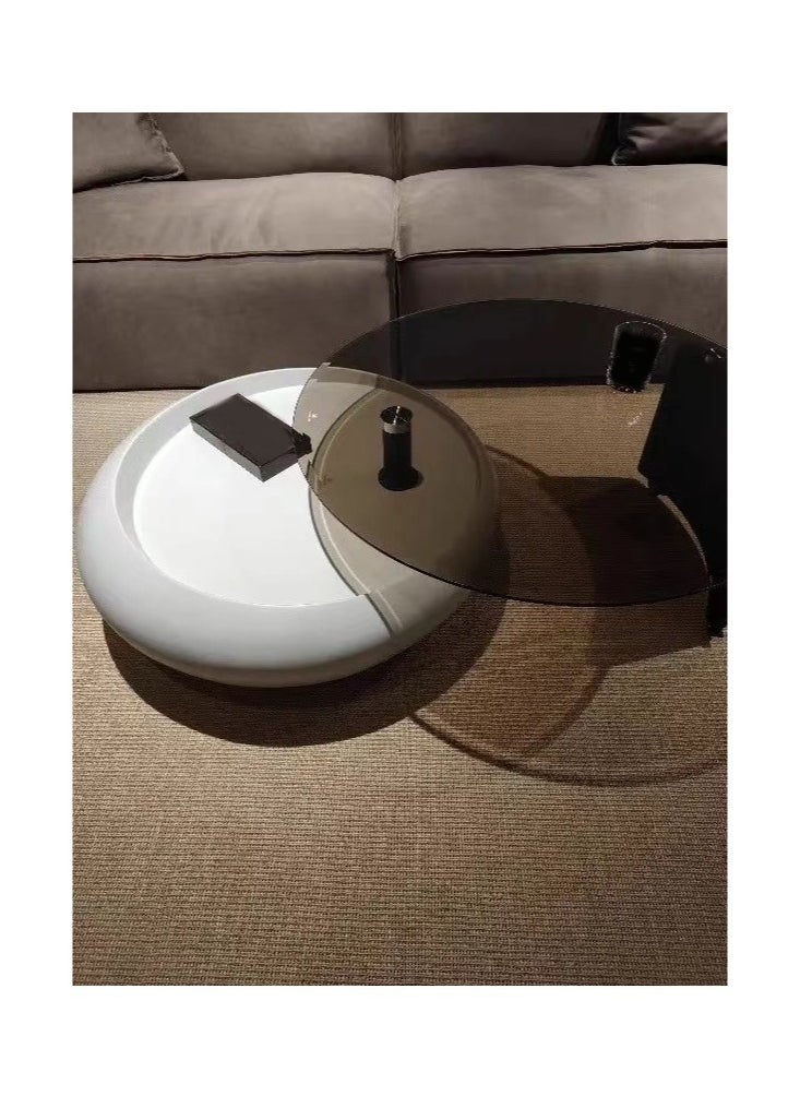 fashionhome - Modern Luxury Design Round Nordic Style Coffee and Side Table Set Cafe Table Sofa Side Table End Table Snack Table for Living Room Bedroom Office 128x37cm(fully Assembled) - Image 1
