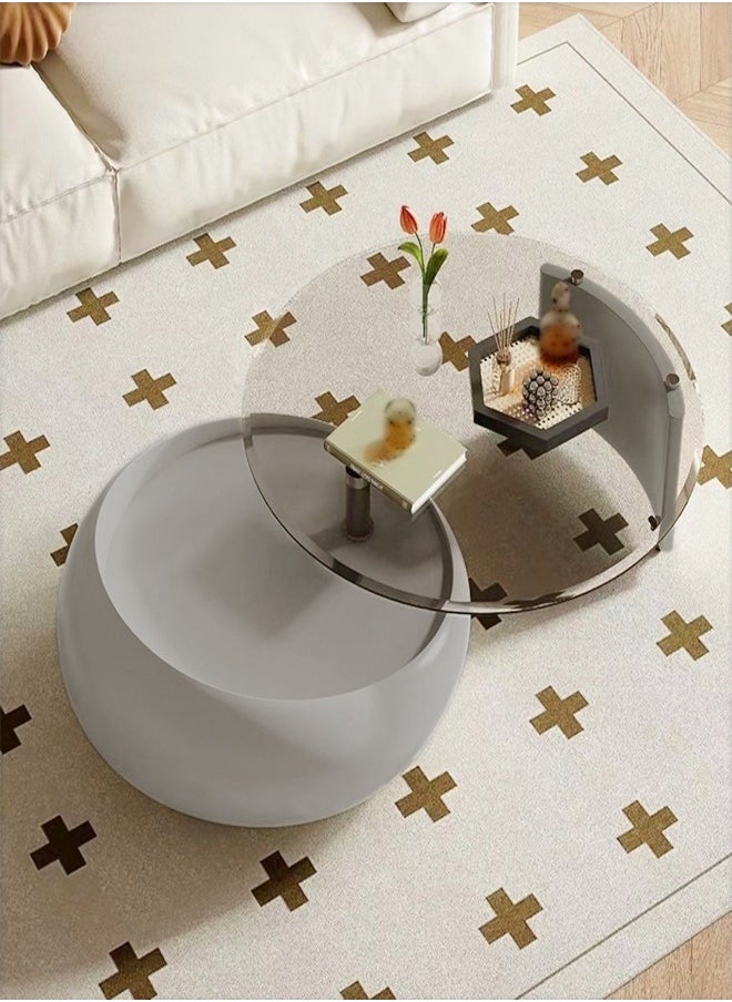 fashionhome - Modern Luxury Design Round Nordic Style Coffee and Side Table Set Cafe Table Sofa Side Table End Table Snack Table for Living Room Bedroom Office 128x37cm(fully Assembled) - Image 1