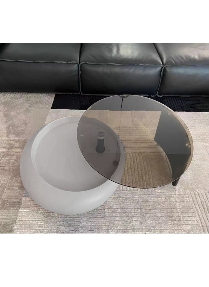 fashionhome - Modern Luxury Design Round Nordic Style Coffee and Side Table Set Cafe Table Sofa Side Table End Table Snack Table for Living Room Bedroom Office 128x37cm(fully Assembled) - Image 1