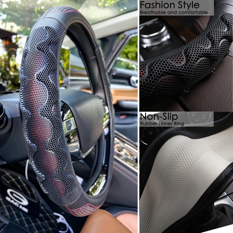 XHRING غطاء عجلة القيادة XHRING لسيارات فورد F150 F250 رابتور F250 سوبر ديوتي F350 إكسبيديشن إكسسوارات F150 XL XLT لاريت كينغ رانش بلاتينيوم ليمتد لايتنينغ تريمور أحمر نبيذي - Image 5