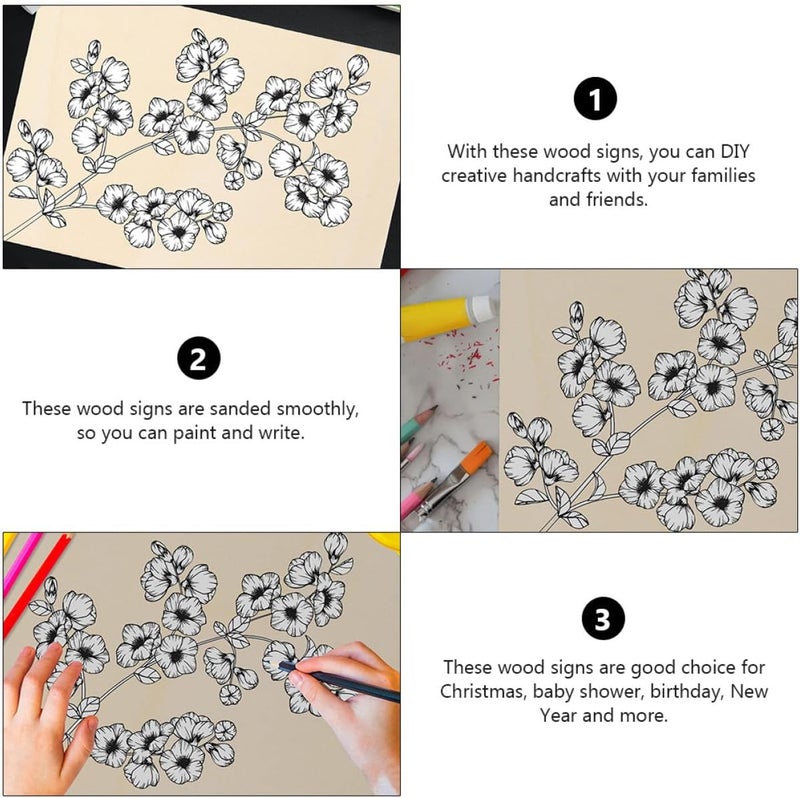 Unfinished Hanging Wood Plaque 5pcs Set with Jute Rope for DIY Crafts, Blank Wood Signs for Painting and Home Decoration, Suitable for Crafting - Image 5