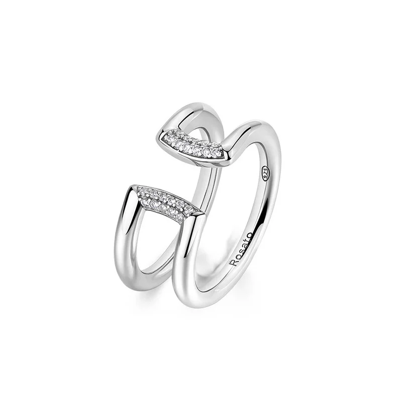 روساتو Bianca Silver Ring with White Cubic Zirconia for Women's