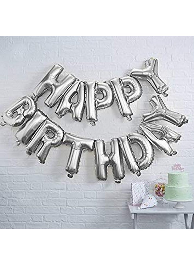 Balloonistics Balloonistics Happy Birthday Foil Balloon Banner 13 Alphabets for Decoration (Silver)  - Image 2