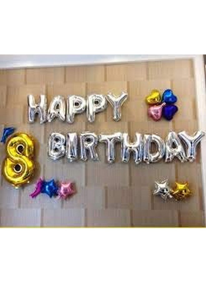 Balloonistics Balloonistics Happy Birthday Foil Balloon Banner 13 Alphabets for Decoration (Silver)  - Image 3