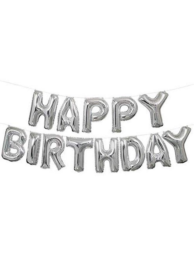 Balloonistics Balloonistics Happy Birthday Foil Balloon Banner 13 Alphabets for Decoration (Silver)  - Image 1