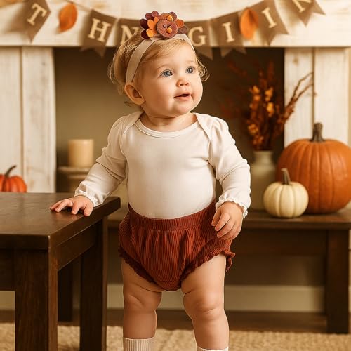 SOBOWO 3-Pack Bloomers for Baby Girls Diaper Covers Ribbed Ruffle Solid Triangle Baby Girl Shorts Summer Toddler Underwear(Black/Brown/White, 12-18 Months) - Image 2