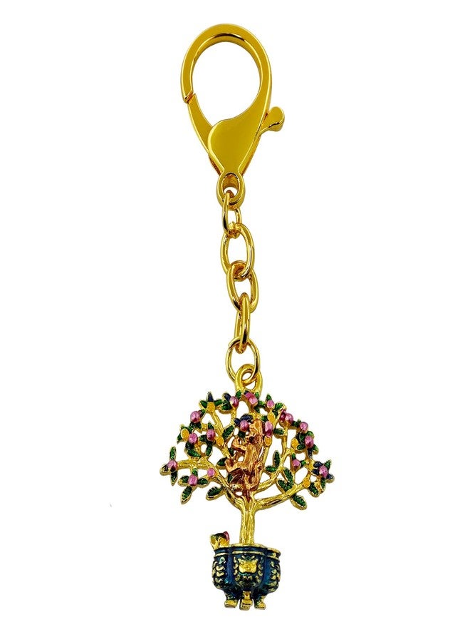 Fengshuibringluck Feng Shui Peach Tree With Magic Monkey And 9 Coins Keychain Happiness and Wealth Amulet - Image 5