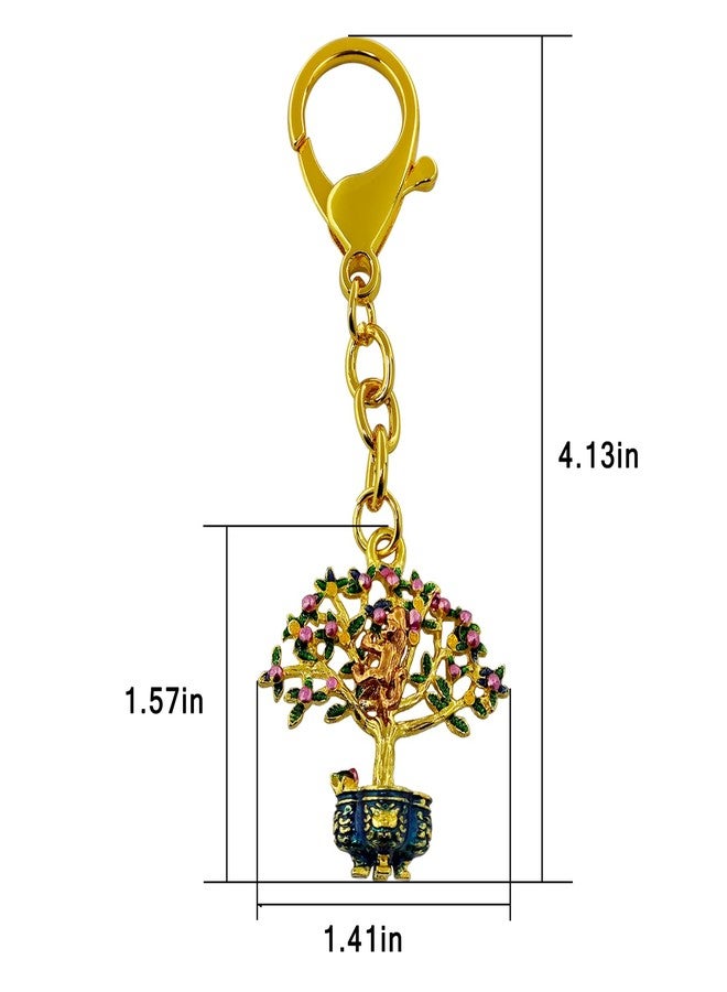 Fengshuibringluck Feng Shui Peach Tree With Magic Monkey And 9 Coins Keychain Happiness and Wealth Amulet - Image 2
