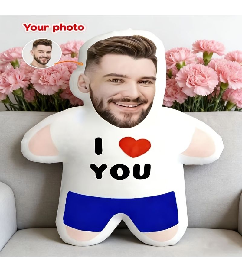 Custom Personalized Face Pillow Yellow 50cm Couple Gift For Valentine Birthday Lover Husband Wife Friend Family - Image 4