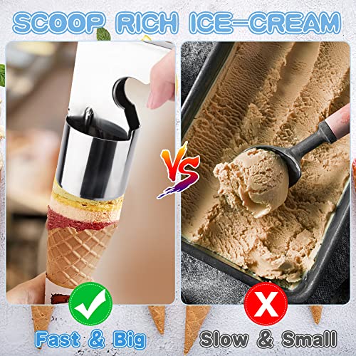 HOUSEEN Stainless Steel Ice Cream Scooper with Trigger Release - Big Volume, Old Fashion Style, Nostalgic Scoop for Mashed Potatoes - Non Stick - Image 4