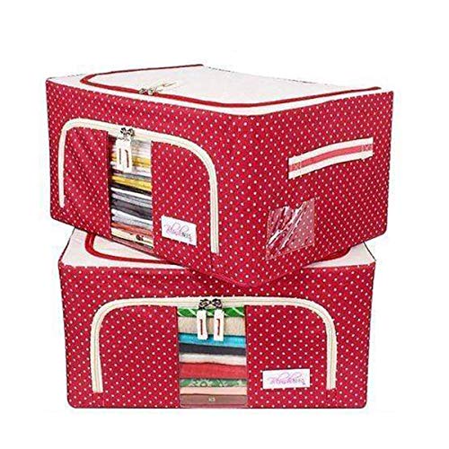 Yutone Yutone Foldable Oxford Fabric Storage Box with Steel Frame for Clothes Bed Sheets Blanket Dust Moisture Protection Blue  - Image 4