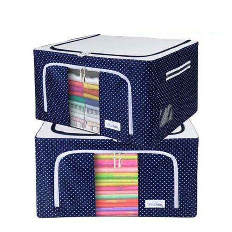 Yutone Yutone Foldable Oxford Fabric Storage Box with Steel Frame for Clothes Bed Sheets Blanket Dust Moisture Protection Blue  - Image 1