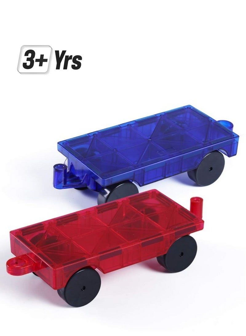 Jasonwell Magnetic Car Truck Wheels Magnetic Vehicles Set Ferris Wheel Kit Propeller Windmill Playset For Magnetic Tiles Magnet Toys 3D Building Blocks Accessories For Toddlers Boys Girls  - Image 1
