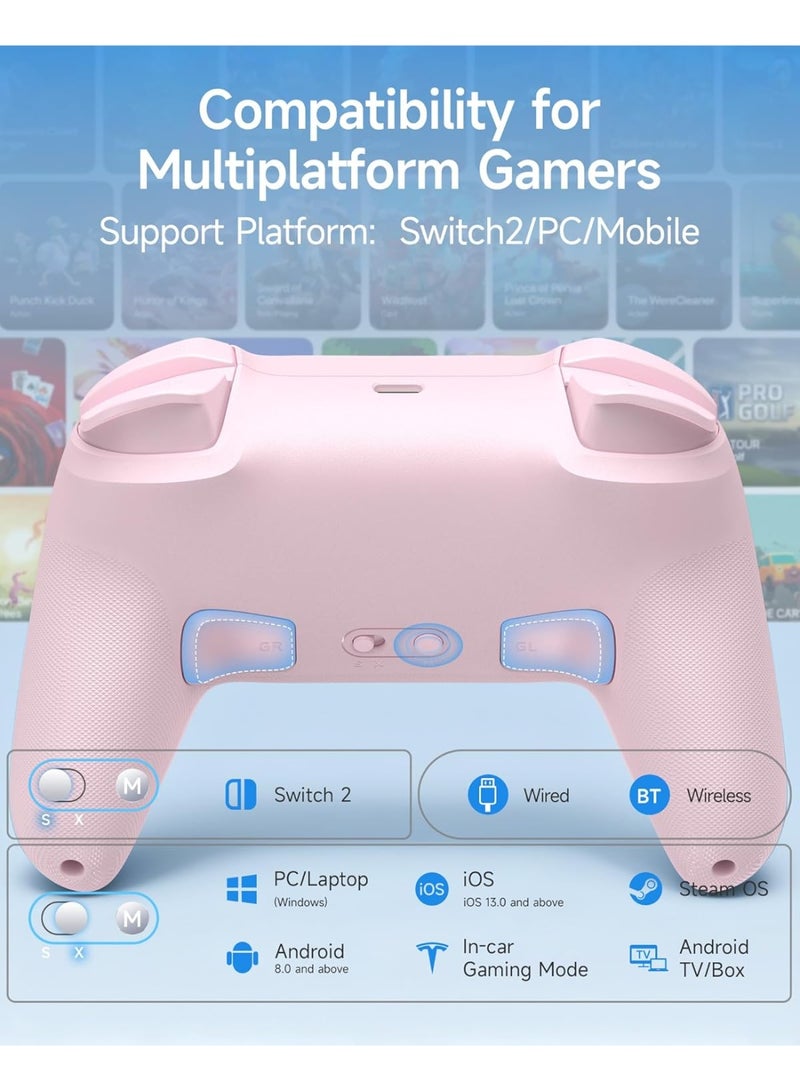EasySMX Classic Gamepad EasySMX S10 Lite Wireless Gaming Controller for Switch/Switch 2, PC, Android, iOS with Drift-Free Hall Effect Joysticks with Longer Lasting Glide Tech for Silky Control, One-Key Wake-Up, Voice Chat, 9-Axis Motion, 2 Back Buttons, Great for Kids, Casual & Serious Gamers, Ergonomic Anti-Slip Grip, 1000mAh Battery Play 22hours - Image 3
