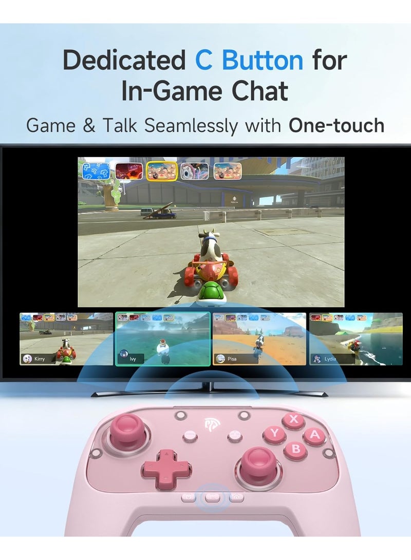 EasySMX Classic Gamepad EasySMX S10 Lite Wireless Gaming Controller for Switch/Switch 2, PC, Android, iOS with Drift-Free Hall Effect Joysticks with Longer Lasting Glide Tech for Silky Control, One-Key Wake-Up, Voice Chat, 9-Axis Motion, 2 Back Buttons, Great for Kids, Casual & Serious Gamers, Ergonomic Anti-Slip Grip, 1000mAh Battery Play 22hours - Image 5