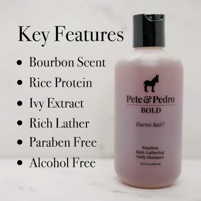 Pete & Pedro BOLD - BOURBON SCENTED DAILY HAIRCARE SHAMPOO | BOURBON-SCENTED UBER-RICH DAILY HAIR SHAMPOO FOR MEN AND ALL HAIR TYPES | AS SEEN ON SHARK TANK, 8.5 OZ. - Image 3
