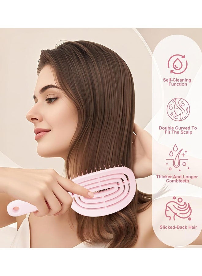 Self Cleaning Hair Brush with Removable Layer Detangling Curl Brush New Curly Hair Brushs for Women Men Combing and Shaping Hair Brush for Curly Hair Less Pullin Pink - Image 5