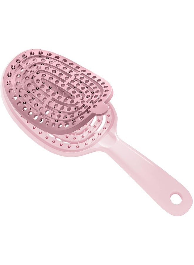 Self Cleaning Hair Brush with Removable Layer Detangling Curl Brush New Curly Hair Brushs for Women Men Combing and Shaping Hair Brush for Curly Hair Less Pullin Pink - Image 1