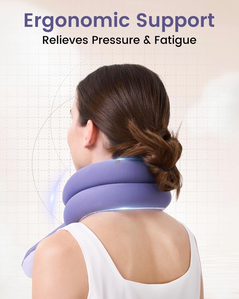 KPNEOL Travel Pillow, Neck Pillow â€“ Ergonomic Memory Foam Pillow for Airplane, Adjustable & Ultra-Lightweight with Dual-Sided Fabric for Flight, Car, and Office Use, Purple - Image 3