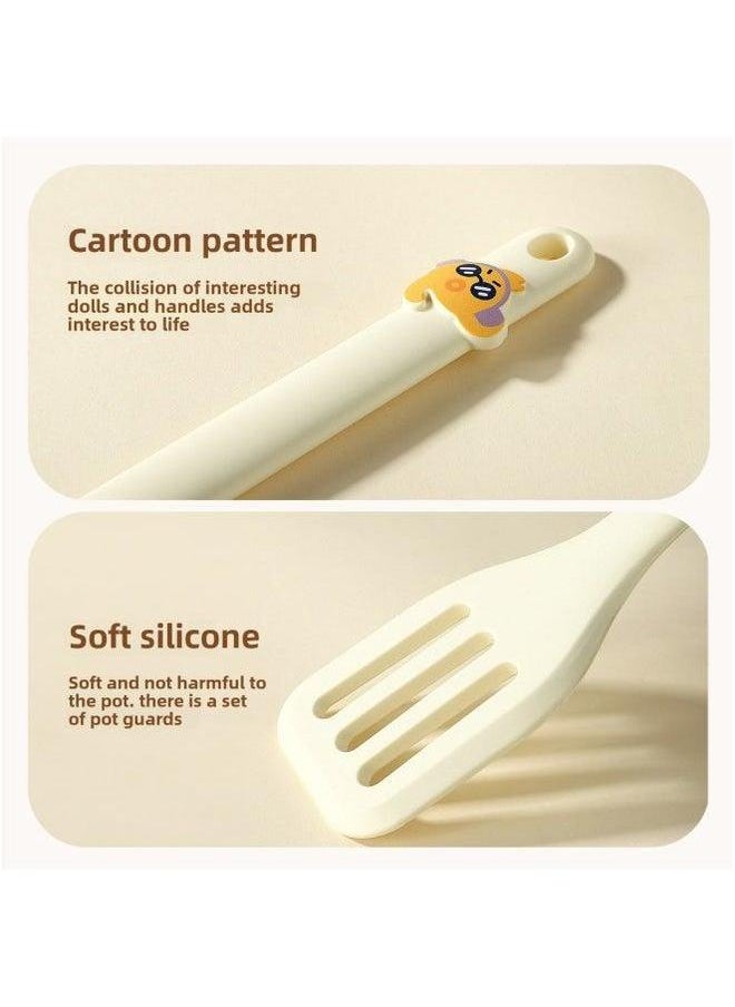 Generic - Silicone Spatula Frying Shovel Soup Spoon Food Clip Egg Beater High Temperature Resistant Grade Children's Supplement Tableware Four-piece Set-Specifications:Cartoon - Image 1