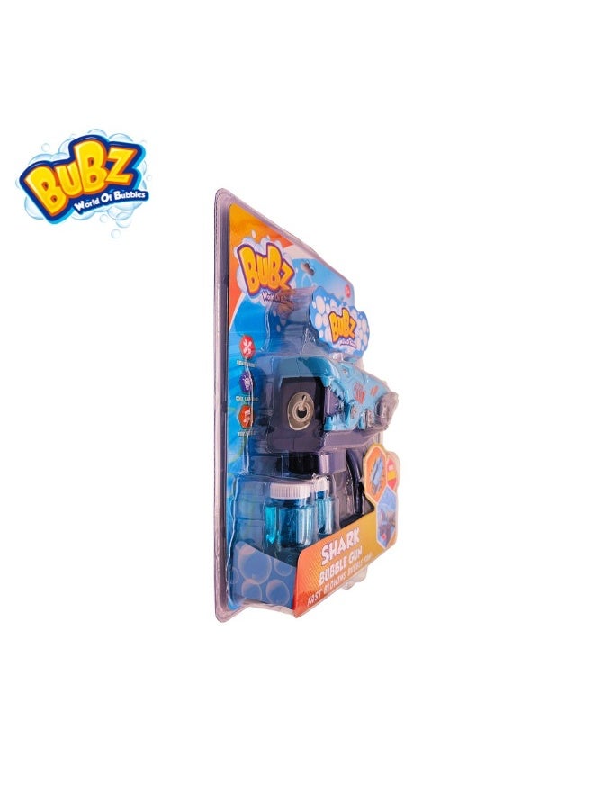 BUBZ مسدس فقاعات بوبز على شكل سمكة قرش للأطفال – مسدس فقاعات سريع النفخ مع 2 زجاجة محلول فقاعات | لعبة فقاعات سهلة الزناد للعب في الهواء الطلق، الحفلات والهدايا – 3 سنوات فما فوق - Image 3