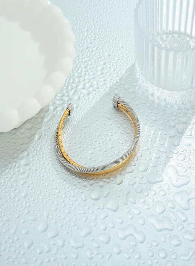 ليلي آند وايت سوار ليلي آند وايت من الذهب والفضة للنساء، سوار كلاسيكي بتصميم عتيق، سوار معدني مختلط قابل للتعديل، هدية مجوهرات - Image 5