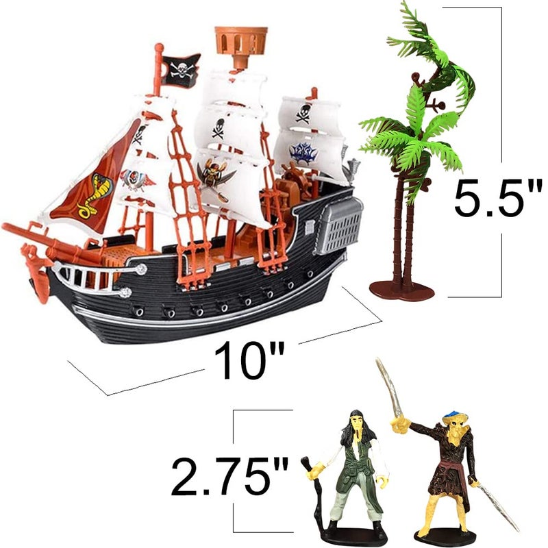 ArtCreativity 10 Inch Pirate Boat Playset, Detailed Ship Toy with 2 Pirate Action Figures & Tree, Fun Party Favor and Prize for Boys & Girls Ages 3+ - Image 3