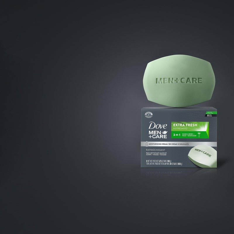 Dove Men+Care منظف 3 في 1 من DOVE MEN + CARE للجسم والوجه والحلاقة منظف فائق الانتعاش للجسم والوجه أكثر ترطيبًا من الصابون العادي لتنظيف وترطيب البشرة 3.75 أونصة (عبوة من 8 قطع) - Image 4