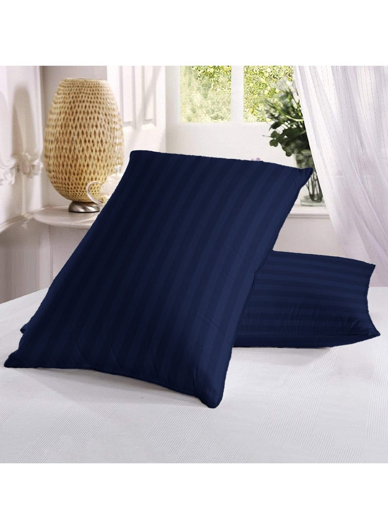 Eworld Pack of 2 Premium Down Alternative Filled Bed Pillows, Featuring Breathable Cover, Microfiber Filling and Plush Bounce-Back Design, Hypoallergenic and Luxurious Hotel Quality Pillow Set, in Navy Blue Color - Image 4