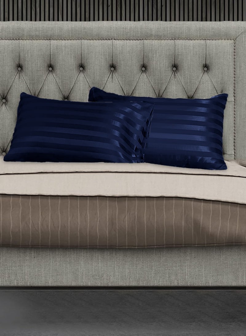 Eworld Pack of 2 Premium Down Alternative Filled Bed Pillows, Featuring Breathable Cover, Microfiber Filling and Plush Bounce-Back Design, Hypoallergenic and Luxurious Hotel Quality Pillow Set, in Navy Blue Color - Image 5