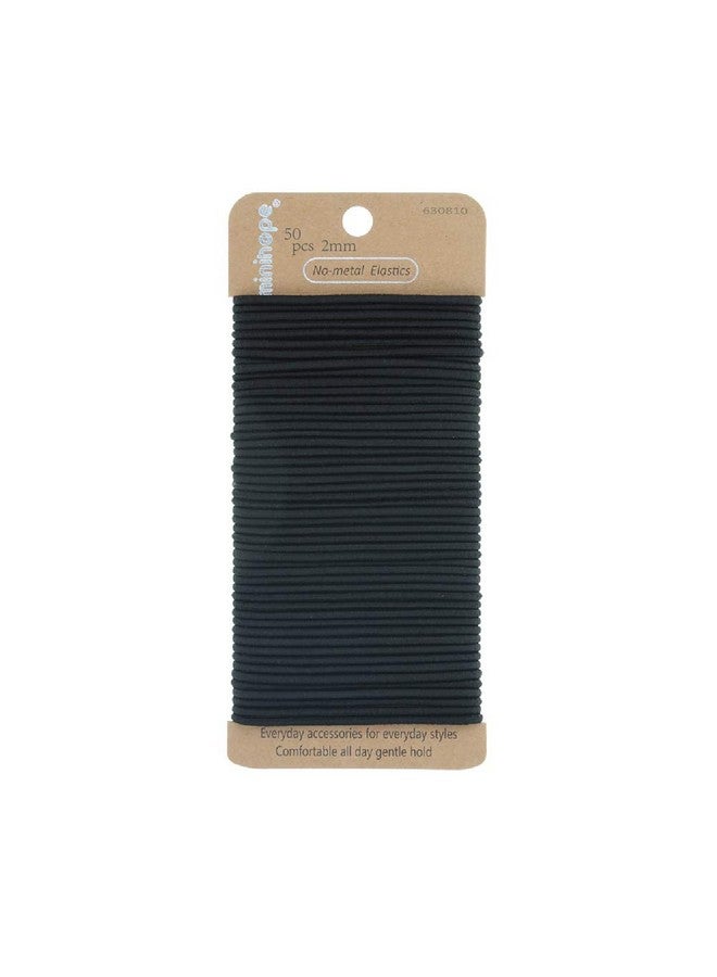 minihope Nometal Girls Elastic Hair Ties Women'S Black Elastics 2Mm Hair Elastics 50 Count - Image 1