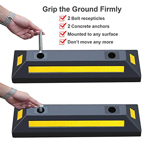 Reliancer حزمة 2 من كتل توجيه وقوف السيارات المطاطية الثقيلة لوقف العجلات للسيارات في المرائب - Image 3