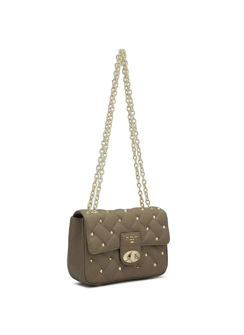 Da Milano Genuine Leather Taupe Sling Bag