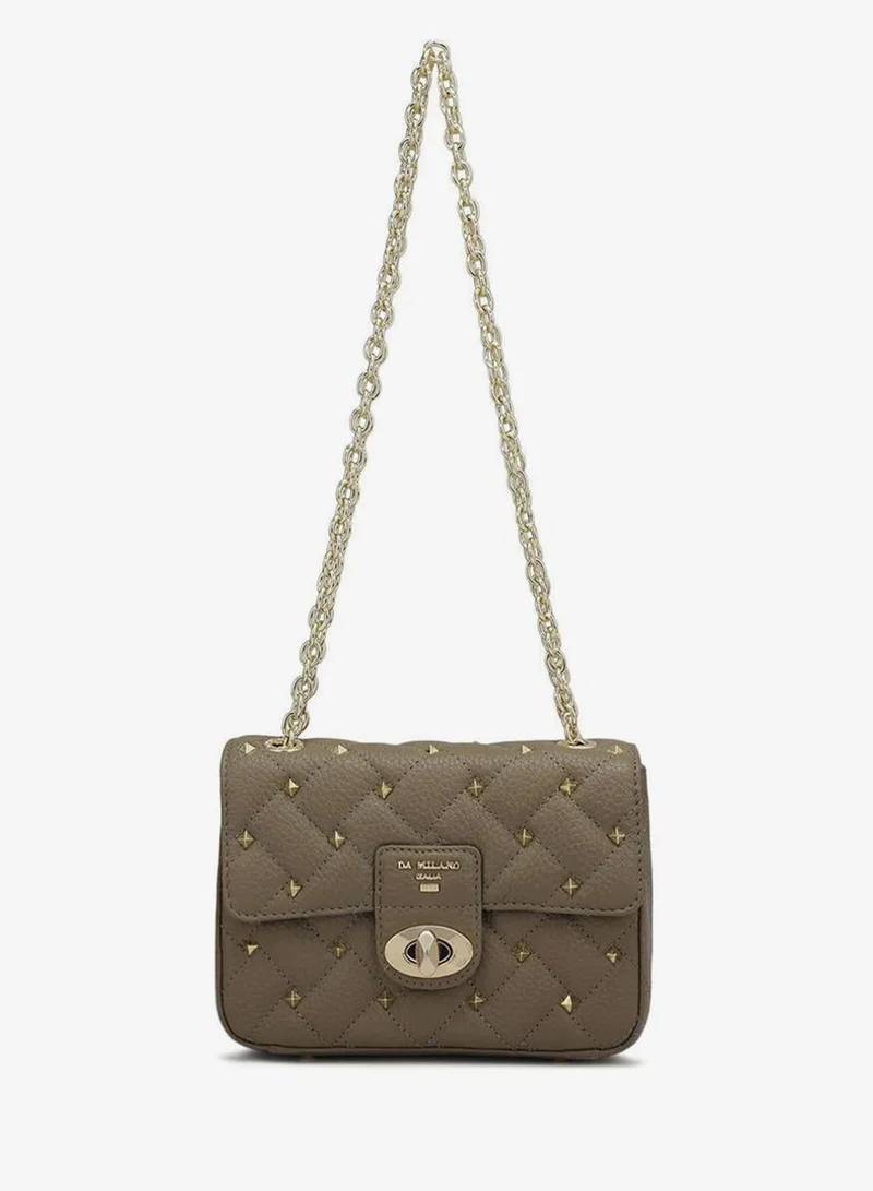 Da Milano Genuine Leather Taupe Sling Bag
