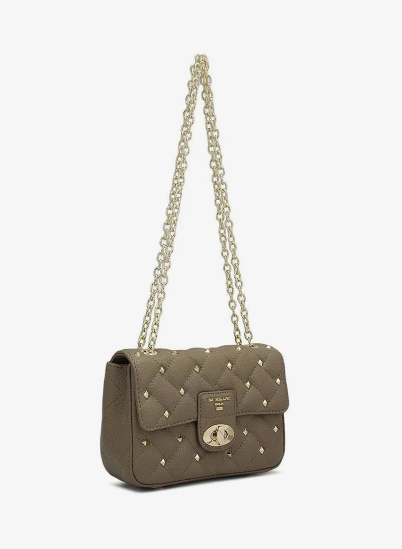 Da Milano Genuine Leather Taupe Sling Bag
