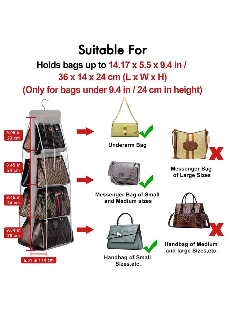 Handbag Hanging Organizer with 8 Pockets, Foldable Oxford Cloth Hanging Purse Organizer, Handbag Storage Hanger Closet Organizer for Family Closet Bedroom (black) - Image 5