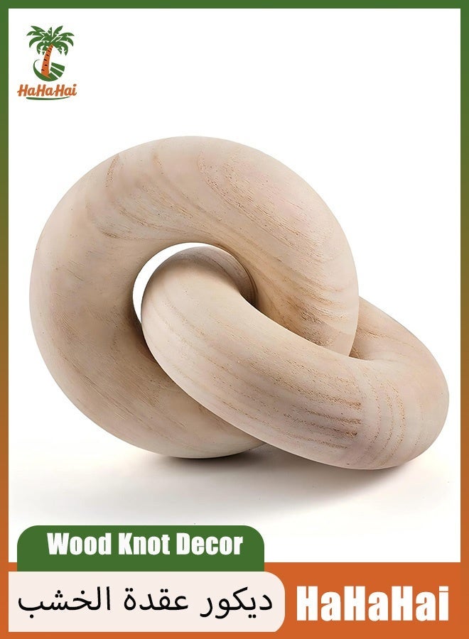 هاهاهاي 2 وصلة ديكور طاولة القهوة ديكور سلسلة عقدة رائعة لغرفة المعيشة ديكورات منزلية عصرية وحديثة منحوتة يدويًا من الخشب الطبيعي ديكور لغرفة النوم والمزرعة - Image 1
