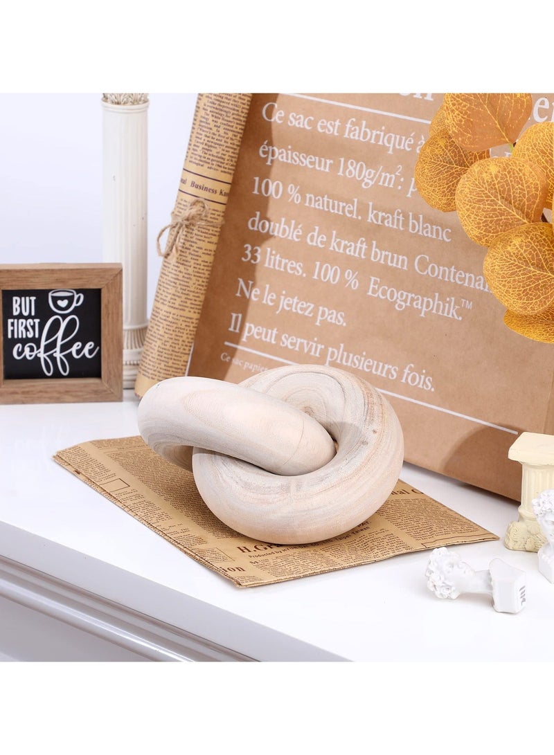 هاهاهاي 2 وصلة ديكور طاولة القهوة ديكور سلسلة عقدة رائعة لغرفة المعيشة ديكورات منزلية عصرية وحديثة منحوتة يدويًا من الخشب الطبيعي ديكور لغرفة النوم والمزرعة - Image 4