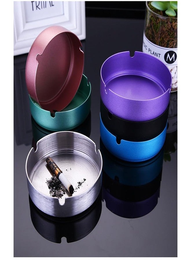 YOKIOU 2pack Black Ashtray Stainless Steel 3.9in Ash Holder for Home Office Hotel (Black) - Image 3